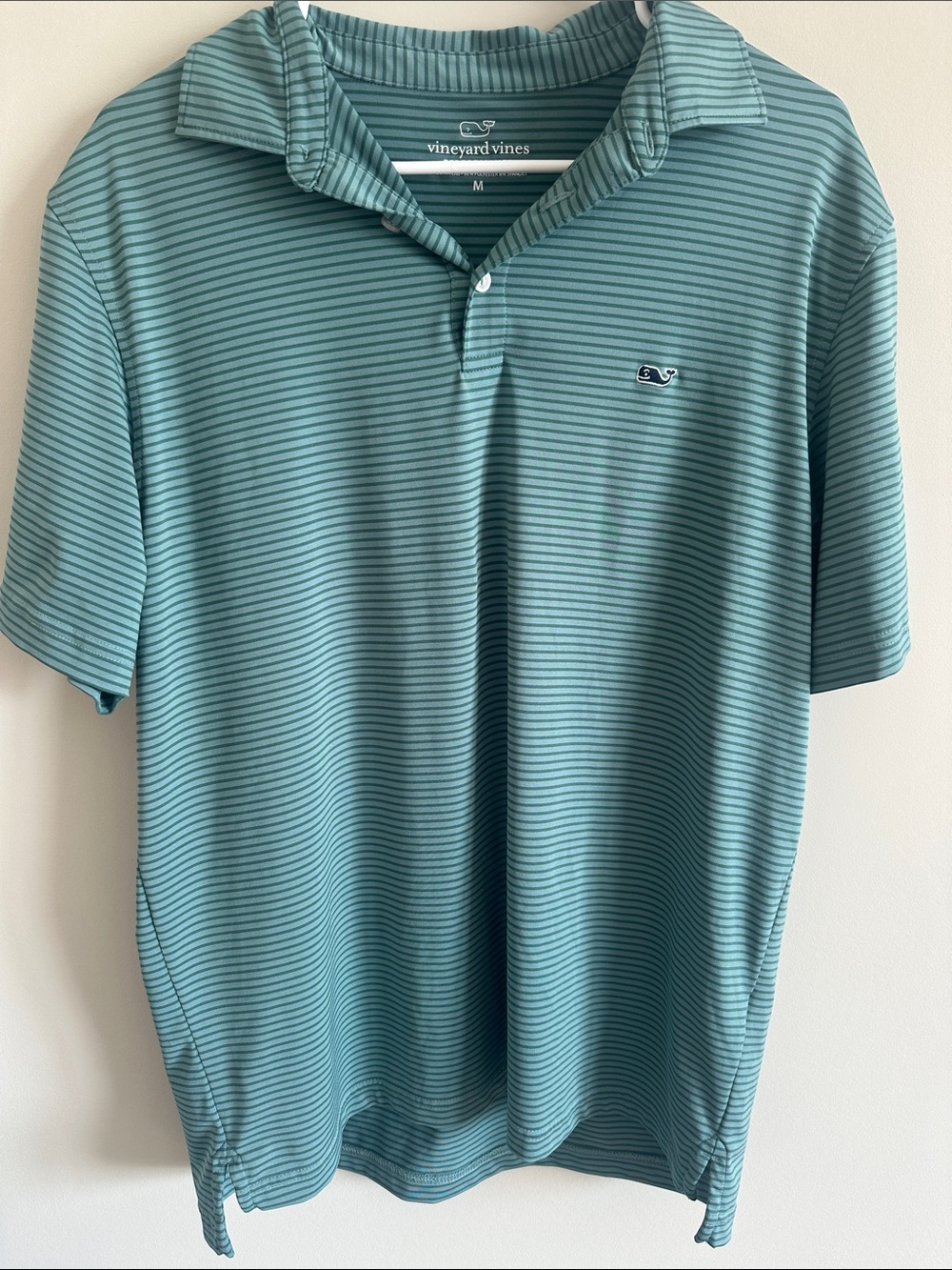 Vineyard Vines Teal Micro-Stripe Performance Polo